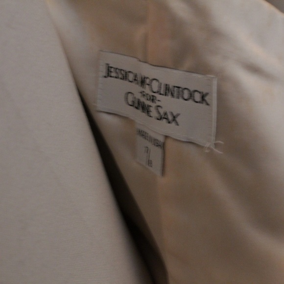 2000's Jessica McClintock 50s inspired Black and Cream Tea Length Party Dress wi - Picture 4 of 4